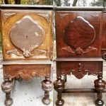 Restoration before after furniture antique tudor buffet 1920 full